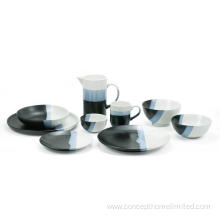 Dipping glazed stoneware dinner set